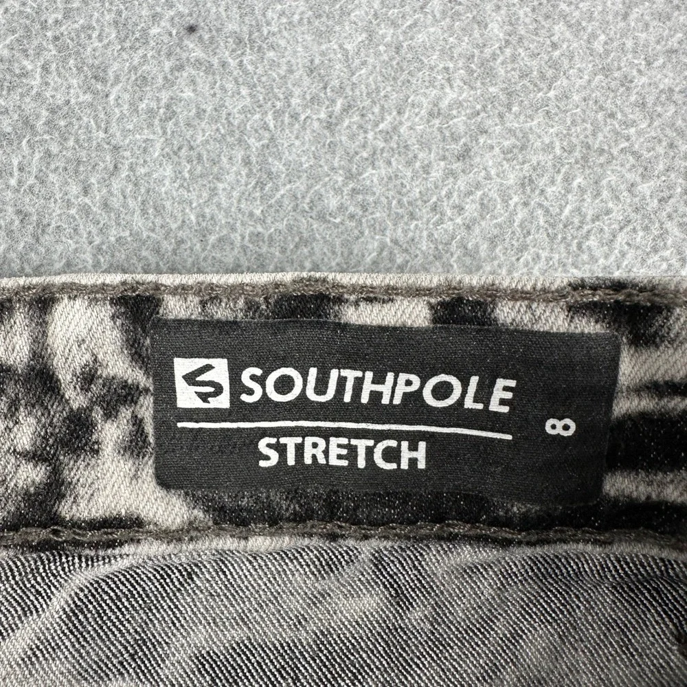 Southpole Jeans Boys Size 8 Black Acid Wash Stretch Slim Fit Denim Pants
